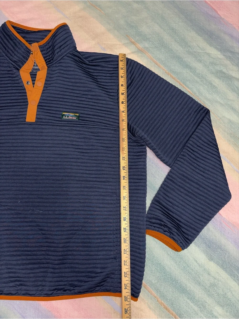 LL Bean Airlight Knit Pullover Size XL Reg Navy Orange Gorpcore Outdoor Casual